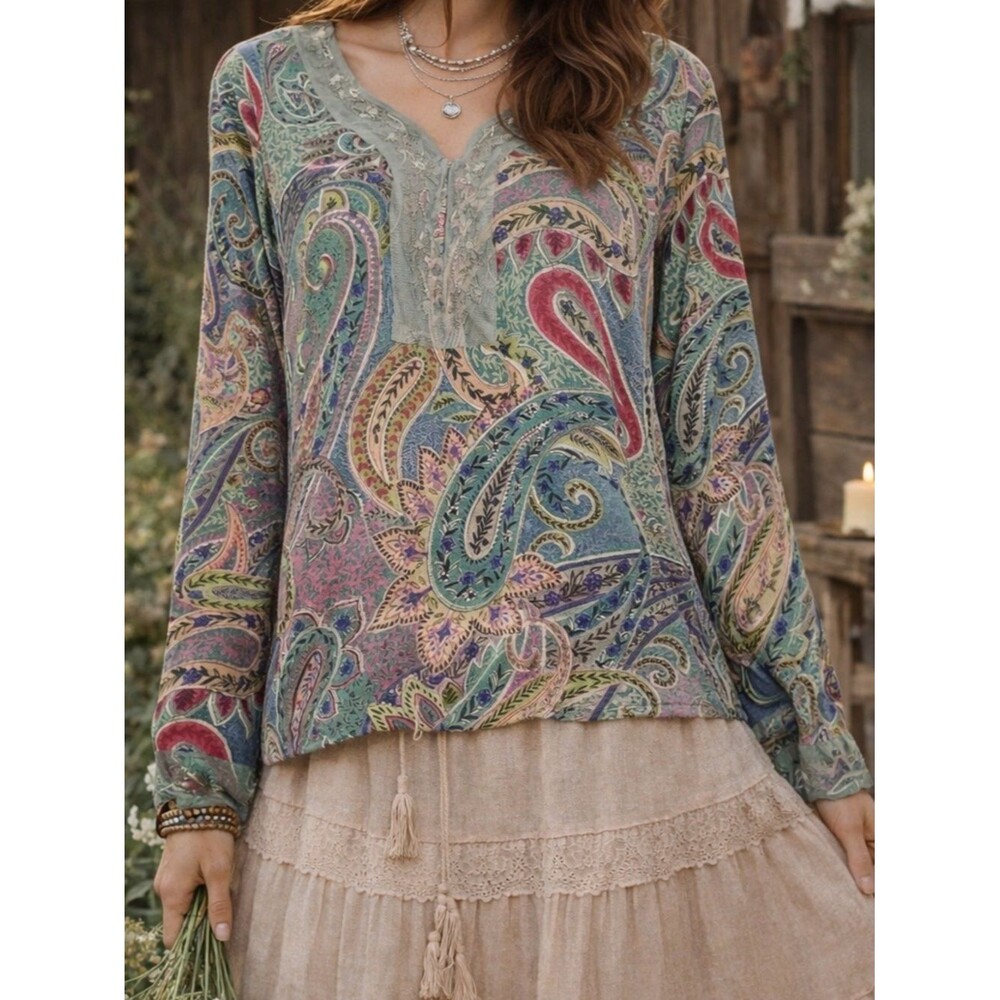 ALC AtLast Classics Paisley Floral Printed Blouse Size Medium